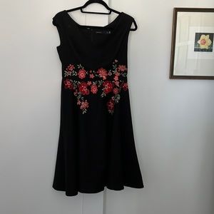 Gorgeous Karen Millen black dress with embroidered flowers